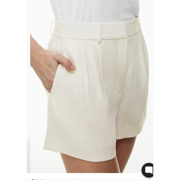Aritzia Babaton Womens Pleated Short Sz 0 Ivory Tailored High-rise OldMoney - Picture 2 of 13